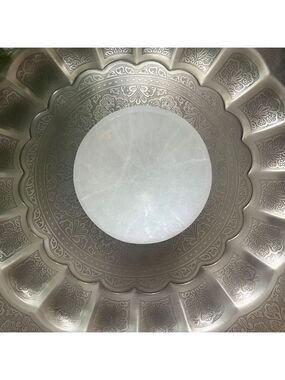 Large White Selenite Round Bowl